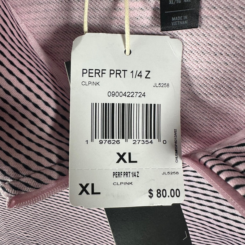 Adidas Pullover Mens XL PERF PRT 1/4 Z Pink Striped NEW Long Sleeve Golf Active - Picture 3 of 15